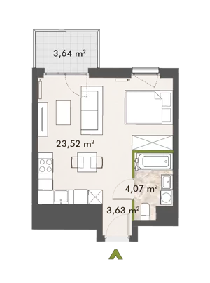 1 pokój, mieszkanie 31,23 m², piętro 3, oferta nr 30/XY-F1.C.03.04, XYZ Place, Warszawa, Włochy, Okęcie, ul. Komitetu Obrony Robotników 32