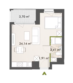 1 pokój, mieszkanie 29,40 m², piętro 1, oferta nr 30/XY-F1.B.01.03, XYZ Place, Warszawa, Włochy, Okęcie, ul. Komitetu Obrony Robotników 32