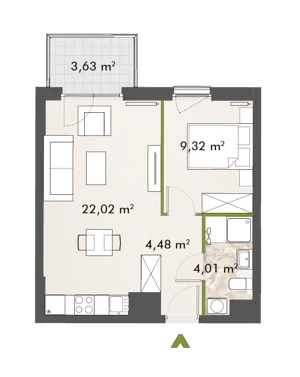2 pokoje, mieszkanie 39,65 m², piętro 6, oferta nr 30/XY-F1.C.06.04, XYZ Place, Warszawa, Włochy, Okęcie, ul. Komitetu Obrony Robotników 32