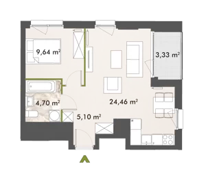 2 pokoje, mieszkanie 43,79 m², piętro 9, oferta nr 30/XY-F1.C.09.01, XYZ Place, Warszawa, Włochy, Okęcie, ul. Komitetu Obrony Robotników 32