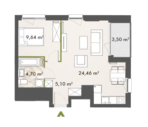 2 pokoje, mieszkanie 43,65 m², piętro 10, oferta nr 30/XY-F1.C.10.01, XYZ Place, Warszawa, Włochy, Okęcie, ul. Komitetu Obrony Robotników 32