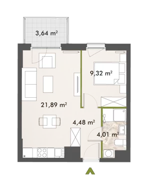 2 pokoje, mieszkanie 39,64 m², piętro 3, oferta nr 30/XY-F1.C.03.05, XYZ Place, Warszawa, Włochy, Okęcie, ul. Komitetu Obrony Robotników 32
