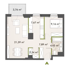 2 pokoje, mieszkanie 52,98 m², piętro 4, oferta nr 30/XY-F1.D.04.03, XYZ Place, Warszawa, Włochy, Okęcie, ul. Komitetu Obrony Robotników 32