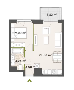 2 pokoje, mieszkanie 39,02 m², piętro 3, oferta nr 30/XY-F1.D.03.02, XYZ Place, Warszawa, Włochy, Okęcie, ul. Komitetu Obrony Robotników 32