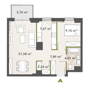 2 pokoje, mieszkanie 53,02 m², piętro 2, oferta nr 30/XY-F1.D.02.03, XYZ Place, Warszawa, Włochy, Okęcie, ul. Komitetu Obrony Robotników 32