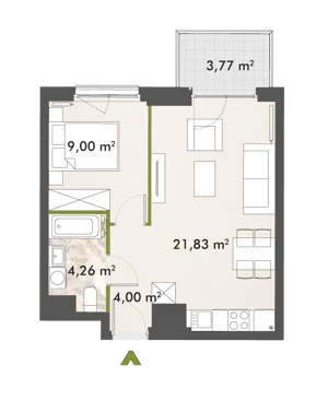 2 pokoje, mieszkanie 39,01 m², piętro 2, oferta nr 30/XY-F1.D.02.02, XYZ Place, Warszawa, Włochy, Okęcie, ul. Komitetu Obrony Robotników 32