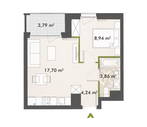 2 pokoje, mieszkanie 34,68 m², piętro 7, oferta nr 30/XY-F1.A.07.03, XYZ Place, Warszawa, Włochy, Okęcie, ul. Komitetu Obrony Robotników 32