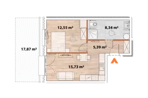 2 pokoje, mieszkanie 41,75 m², parter, oferta nr 43/POR-A.00.01, Apartamenty Portowa, Kraków, Podgórze, Zabłocie, ul. Portowa 43