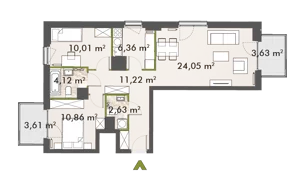 3 pokoje, mieszkanie 69,01 m², piętro 4, oferta nr 30/XY-F1.D.04.04, XYZ Place, Warszawa, Włochy, Okęcie, ul. Komitetu Obrony Robotników 32