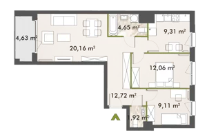 3 pokoje, mieszkanie 69,69 m², piętro 10, oferta nr 30/XY-F1.D.10.01, XYZ Place, Warszawa, Włochy, Okęcie, ul. Komitetu Obrony Robotników 32