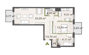 3 pokoje, mieszkanie 74,71 m², piętro 4, oferta nr 30/XY-F1.D.04.01, XYZ Place, Warszawa, Włochy, Okęcie, ul. Komitetu Obrony Robotników 32
