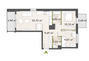 3 pokoje, mieszkanie 61,78 m², piętro 4, oferta nr 30/XY-F1.A.04.01, XYZ Place, Warszawa, Włochy, Okęcie, ul. Komitetu Obrony Robotników 32