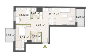 3 pokoje, mieszkanie 59,75 m², piętro 3, oferta nr 30/XY-F1.A.03.04, XYZ Place, Warszawa, Włochy, Okęcie, ul. Komitetu Obrony Robotników 32