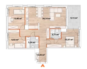 4 pokoje, mieszkanie 91,51 m², piętro 7, oferta nr 43/POR-A.07.02, Apartamenty Portowa, Kraków, Podgórze, Zabłocie, ul. Portowa 43