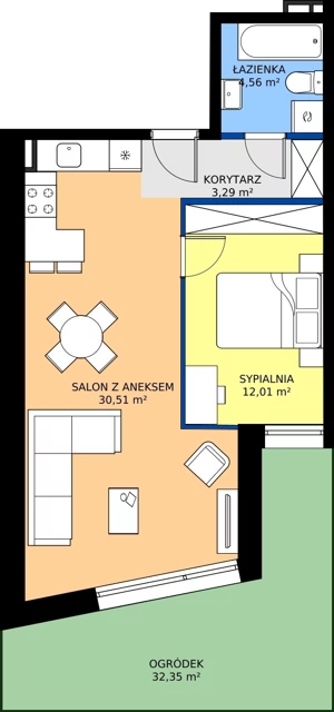 2 pokoje, mieszkanie 50,37 m², parter, oferta nr 1, Bohaterów Warszawy 18 , Pruszków, Tworki, Centrum, ul. Bohaterów Warszawy 18