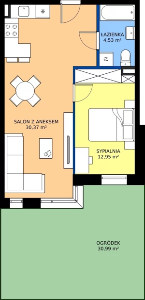2 pokoje, mieszkanie 47,85 m², parter, oferta nr 13, Bohaterów Warszawy 18 , Pruszków, Tworki, Centrum, ul. Bohaterów Warszawy 18