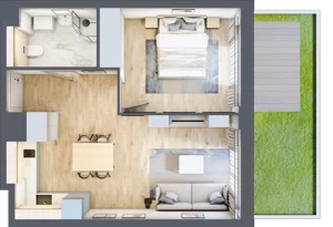 2 pokoje, apartament inwestycyjny 41,73 m², parter, oferta nr MN05, Apartamenty Wypoczynkowa, Jastrzębia Góra, ul. Wypoczynkowa