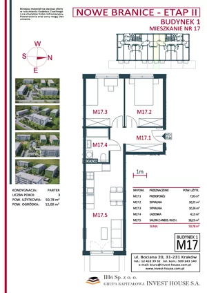 3 pokoje, mieszkanie 50,79 m², piętro 1, oferta nr B1-M8, Nowe Branice – Etap II, Kraków, Nowa Huta, Branice, ul. Szymańskiego