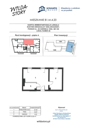 2 pokoje, apartament 39,50 m², piętro 4, oferta nr WS-B1-LM-M.4.20, Wilda Story, Poznań, Wilda, Wilda, ul. 28 Czerwca 1956 r. 156