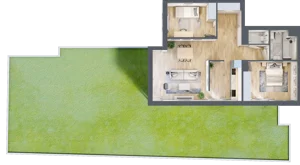 3 pokoje, mieszkanie 75,06 m², parter, oferta nr 6B0003, Jaśminowy Mokotów VI Wille Miejskie, Warszawa, Mokotów, Stegny, ul. Białego Dębu