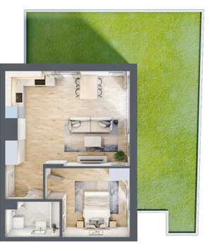 2 pokoje, mieszkanie 49,51 m², parter, oferta nr 6D0001, Jaśminowy Mokotów VI Wille Miejskie, Warszawa, Mokotów, Stegny, ul. Białego Dębu