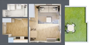 1 pokój, mieszkanie 28,65 m², parter, oferta nr BA0008, Stilla, Warszawa, Włochy, Raków, ul. Fajansowa 5