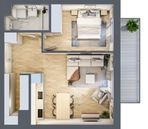 2 pokoje, mieszkanie 48,55 m², piętro 4, oferta nr BA0464, Stilla, Warszawa, Włochy, Raków, ul. Fajansowa 5