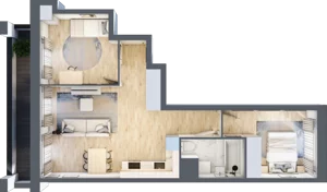 3 pokoje, apartament 57,92 m², piętro 3, oferta nr 1BC0301, Awangarda Mogilska, Kraków, Prądnik Czerwony, Rakowice, ul. Mogilska 126