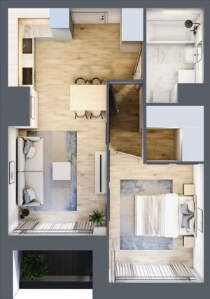 2 pokoje, apartament 43,19 m², piętro 1, oferta nr 1BB0105, Awangarda Mogilska, Kraków, Prądnik Czerwony, Rakowice, ul. Mogilska 126