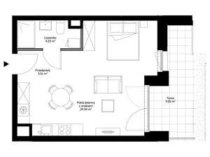 1 pokój, apartament 37,08 m², piętro 1, oferta nr B0101, Mazowiecka 21, Kraków, Krowodrza, Łobzów, Mazowiecka 21