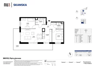 3 pokoje, mieszkanie 65,78 m², piętro 1, oferta nr BB0103, NU3 Warszawa Wola, Warszawa, Wola, Czyste, ul. Kolejowa