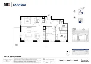 4 pokoje, mieszkanie 75,16 m², piętro 1, oferta nr CC0106, NU3 Warszawa Wola, Warszawa, Wola, Czyste, ul. Kolejowa