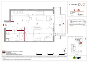 1 pokój, apartament 43,67 m², piętro 2, oferta nr B1.29, Chmielna Duo, Warszawa, Wola, Mirów, ul. Chmielna