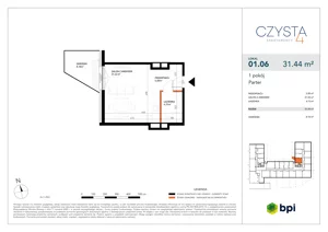 1 pokój, mieszkanie 31,30 m², parter, oferta nr CZ-M-6, Czysta 4, Wrocław, Stare Miasto, ul. Czysta 4