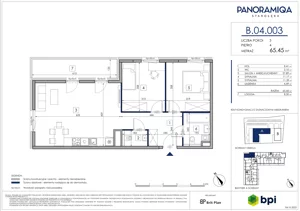 3 pokoje, apartament 65,48 m², piętro 4, oferta nr B.04.003, Panoramiqa, Poznań, Rataje, Starołęka, ul. Wagrowska 1A