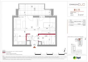 1 pokój, apartament 31,73 m², piętro 1, oferta nr B1.11, Chmielna Duo, Warszawa, Wola, Mirów, ul. Chmielna