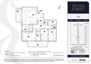 4 pokoje, apartament 107,49 m², piętro 6, oferta nr PF-M-06.101, PianoForte, Warszawa, Mokotów, Sielce, ul. Zajączkowska 3