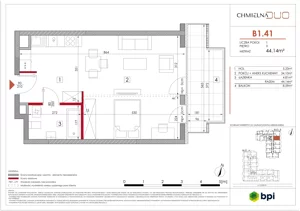1 pokój, apartament 44,15 m², piętro 3, oferta nr B1.41, Chmielna Duo, Warszawa, Wola, Mirów, ul. Chmielna