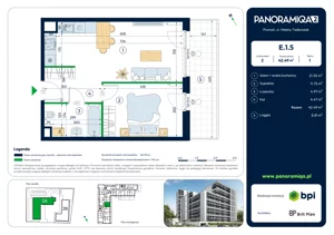 2 pokoje, mieszkanie 42,49 m², piętro 1, oferta nr E-1-5, Panoramiqa II, Poznań, Rataje, Starołęka, ul. Heleny Tadeuszak