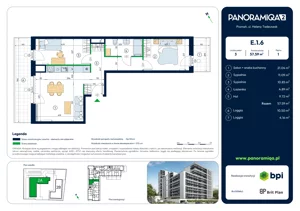 3 pokoje, mieszkanie 57,59 m², piętro 1, oferta nr E-1-6, Panoramiqa II, Poznań, Rataje, Starołęka, ul. Heleny Tadeuszak