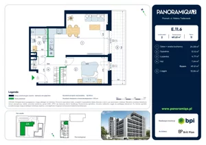 2 pokoje, mieszkanie 49,61 m², piętro 11, oferta nr E-11-6, Panoramiqa II, Poznań, Rataje, Starołęka, ul. Heleny Tadeuszak
