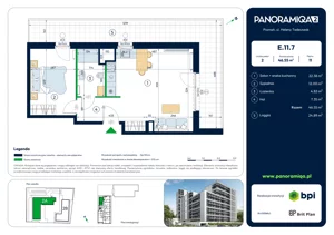 2 pokoje, mieszkanie 46,55 m², piętro 11, oferta nr E-11-7, Panoramiqa II, Poznań, Rataje, Starołęka, ul. Heleny Tadeuszak