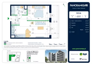 2 pokoje, mieszkanie 42,33 m², piętro 3, oferta nr E-3-4, Panoramiqa II, Poznań, Rataje, Starołęka, ul. Heleny Tadeuszak