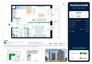 2 pokoje, mieszkanie 42,49 m², piętro 7, oferta nr E-7-5, Panoramiqa II, Poznań, Rataje, Starołęka, ul. Heleny Tadeuszak