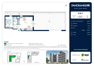 2 pokoje, mieszkanie 46,55 m², piętro 8, oferta nr E-8-7, Panoramiqa II, Poznań, Rataje, Starołęka, ul. Heleny Tadeuszak