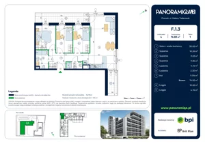 4 pokoje, mieszkanie 76,82 m², piętro 1, oferta nr F-1-3, Panoramiqa II, Poznań, Rataje, Starołęka, ul. Heleny Tadeuszak
