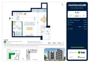 1 pokój, mieszkanie 29,94 m², piętro 7, oferta nr F-7-1, Panoramiqa II, Poznań, Rataje, Starołęka, ul. Heleny Tadeuszak