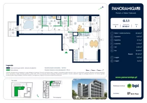 3 pokoje, mieszkanie 59,40 m², piętro 1, oferta nr G-1-1, Panoramiqa II, Poznań, Rataje, Starołęka, ul. Heleny Tadeuszak