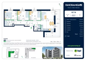 4 pokoje, mieszkanie 73,42 m², piętro 7, oferta nr G-7-6, Panoramiqa II, Poznań, Rataje, Starołęka, ul. Heleny Tadeuszak