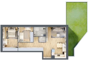 3 pokoje, mieszkanie 65,31 m², parter, oferta nr 3, Zalesie, Ignatki-Osiedle, ul. Leśna